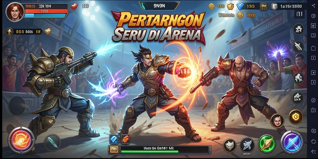 Tangkapan layar 9N9N menampilkan aksi pertarungan yang mendebarkan.