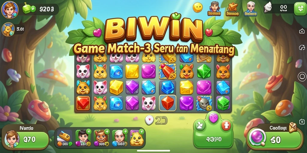 Tampilan screenshot utama BIWIN menunjukkan gameplay seru Match-3.